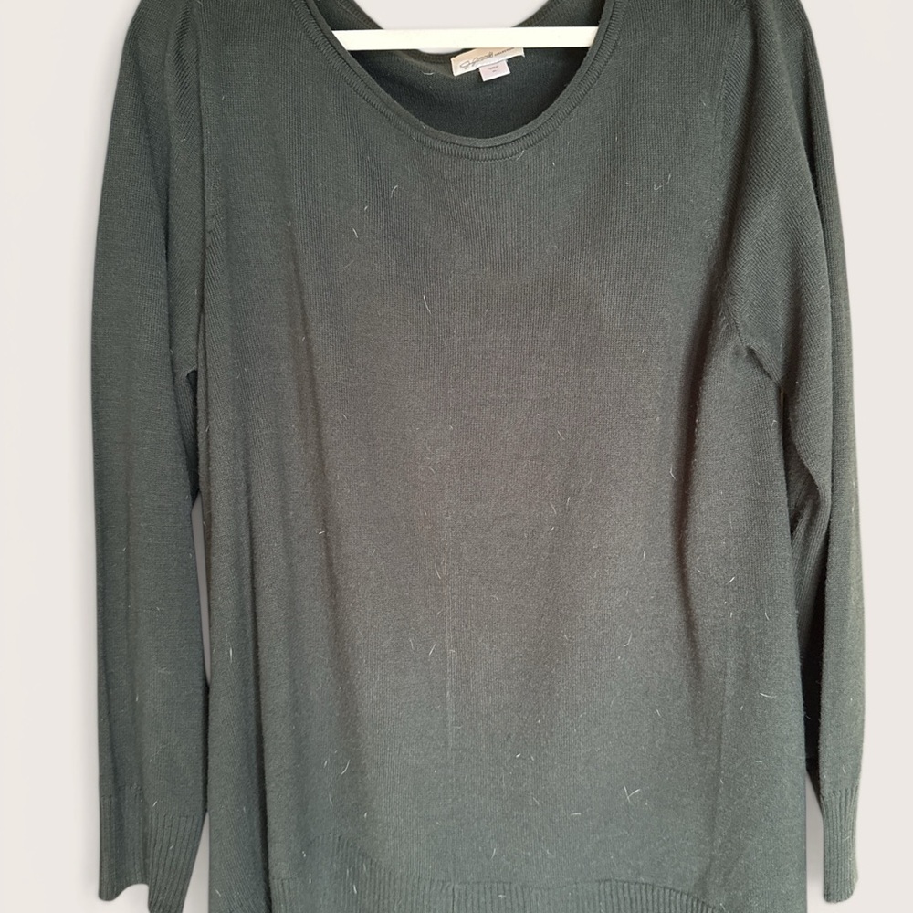 Dark Green Knit Long Sleeve Sweater